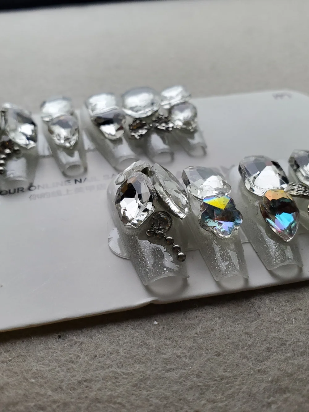 ❄️ Glacial Grandeur | 3D Crystal Press-On Nails